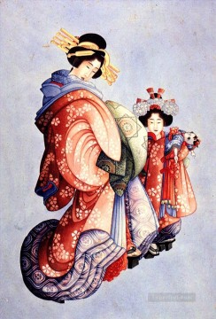 Katsushika Hokusai Painting - oiran and kamuro Katsushika Hokusai Ukiyoe